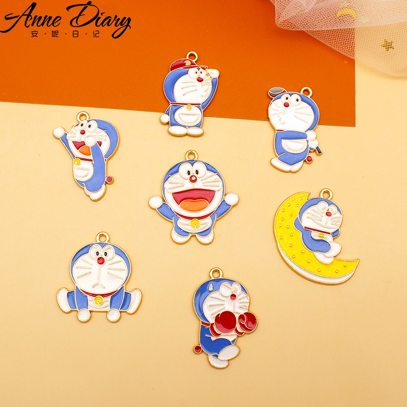 2ชิ้น/ล็อตอะนิเมะโดราเอมอนล้อแม็กหยดน้ำมันอุปกรณ์เครื่องประดับ DIY การ์ตูน pokonyan โดราเอมอนสร้อยคอแขวนชิ้นจี้แฮนด์เมดเครื่องประดับ DIY-025