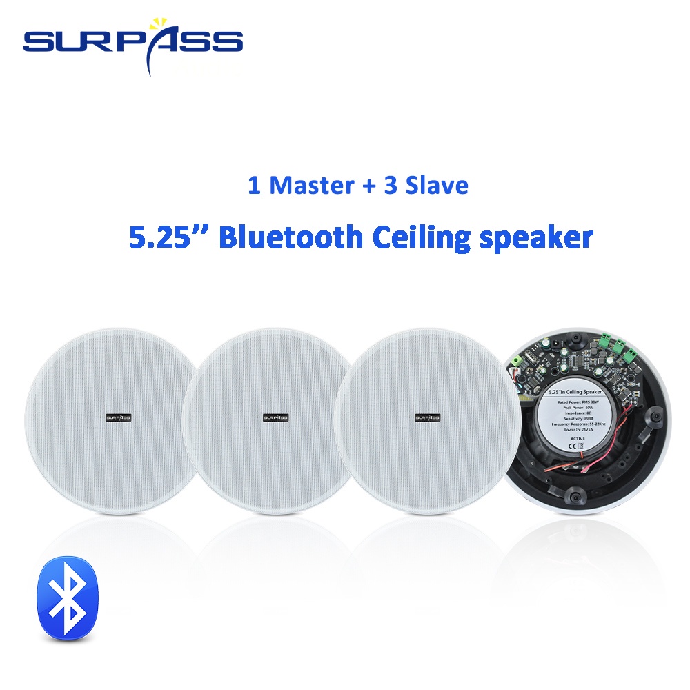 5.25 Inches Ceiling Bluetooth Speakers Built-in 4X30W Class D Amplifier in Ceiling Speaker System Home Audio Theater Loudspeaker