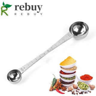 REBUY Rose Gold Coffee Scoop 15 CC &amp; 5 CC Double Head Spoon Measuring Spoon Long Handle Coffeeware With Scale Measuring Silvery For Milk Powder Kitchen Tools/Multicolor