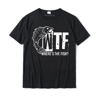 เสื้อยืด ผ้าฝ้าย พิมพ์ลาย WTF Wheres the Fish ขนาดใหญ่ แฟชั่นฤดูร้อน สําหรับผู้ชาย