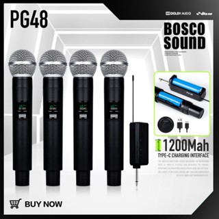 PG48 ไมโครโฟน UHF 4 pcs ไมค์ไร้สาย wireless ไมค์ แกนข้าวสาลีนำเข้า ไมค์ร้องเพลง คาราโอเกะ ไมค์ลอยเสียงดี ระยะรับสั