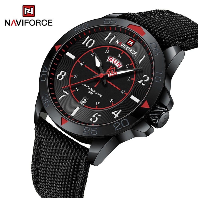 Relógio Masculino NAVIFORCE แฟชั่นนาฬิกาสปอร์ตผู้ชายสายไนลอนนาฬิกาข้อมือควอตซ์กันน้ํา