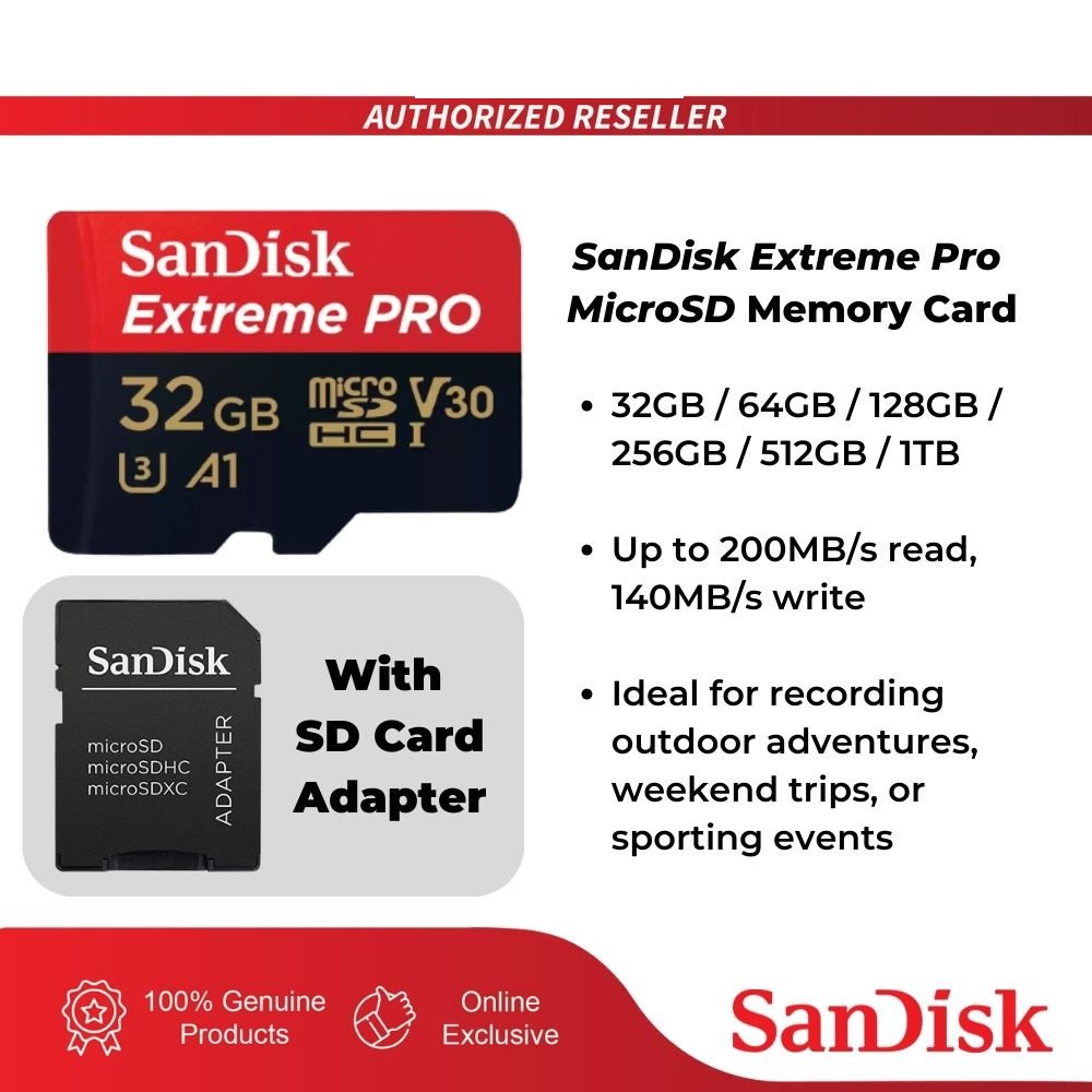 Sandisk Extreme Pro การ์ดหน่วยความจํา MicroSD 32GB 64GB 128GB 256GB UHS-I C10 V30 U3 A2 พร้อมอะแดปเตอร์ SDSQXC