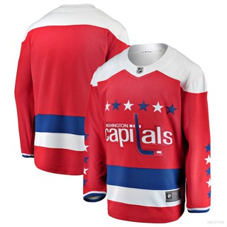 เสื้อยืดแขนยาว พิมพ์ลาย Ani NHL Washington Capitals Jersey Hockey พลัสไซซ์