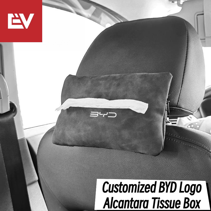 สําหรับ BYD Sealion 6 ATTO 3 Seal Dolphin Alcantara กล่องกระดาษทิชชูกลับพนักพิงศีรษะ