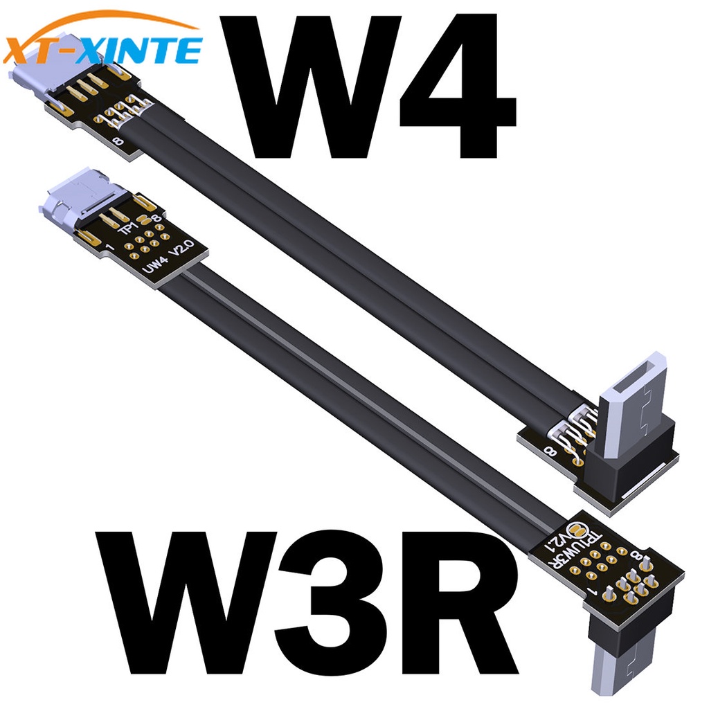 XT-XINTE 3A USB 2.0 Micro B ชายหญิงพับ 90 องศาแบนสายเคเบิลข้อมูล Micro-B OTG USB2.0 Connector FPC FP