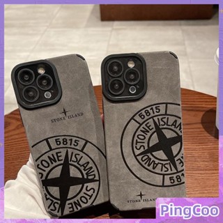 สำหรับ iPhone 11 Case Grey Leather Veneer Pupil Fur Case Soft เคสกันกระแทก Simple Classic Stone Island ใช้ได้กับ iPhone 14 Pro max 13 Pro max 12 Pro Max XR XS 7Plus 8Plus