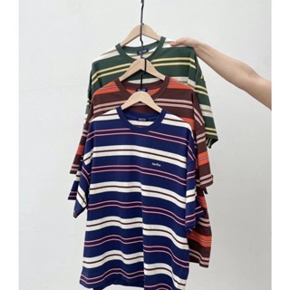 YDSN 23 summer cattle striped style new Nautica Japanese style heavy non-gender loose contrast color short sleeve t-shirt