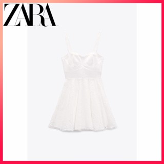 Zara ชุดเดรส ปักลายกลวง แฟชั่นฤดูร้อน สําหรับผู้หญิง