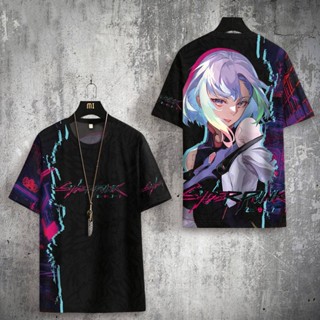 Ag เสื้อยืดแขนสั้นลําลอง โอเวอร์ไซซ์ พิมพ์ลายอนิเมะ Cyberpunk Lucy 3D สไตล์ญี่ปุ่น สําหรับผู้ชาย และผู้หญิง