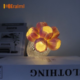 Eralml โคมไฟตั้งโต๊ะ Led รูปดอกทิวลิปจําลอง 1.2w ชาร์จซ้ําได้ สําหรับตกแต่งบ้าน