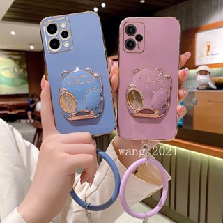 พร้อมส่ง ใหม่ เคสโทรศัพท์มือถือแบบนิ่ม ชุบไฟฟ้า ลายแมวน่ารัก พร้อมสายคล้องข้อมือ ทรงกลม แฟชั่น สําหรับ Redmi 12 4G 13 Ultra 2023 Redmi12 4G