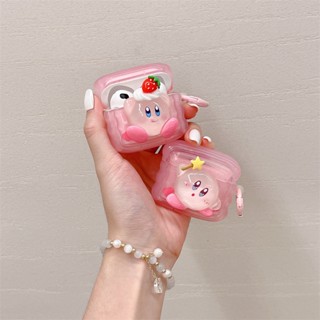 เคสหูฟังบลูทูธ แบบใส ลายการ์ตูน Kirby สีชมพู สําหรับ AirPods Pro2 Airpod Pro 1 2 3 AirPods Pro 2