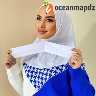 OCEANMAPDZ หมวกคลุมฮิญาบ มุสลิม หรูหรา เรียบง่าย ผ้าคลุมไหล่แฟชั่น คลุมคอ ผู้หญิง ผ้าคลุมศีรษะ