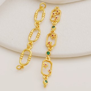 จี้สร้อยคอ สร้อยข้อมือ ชุบทอง 18k ฝังเพทาย ทรงสี่เหลี่ยมผืนผ้า ทรงวงรี diy
