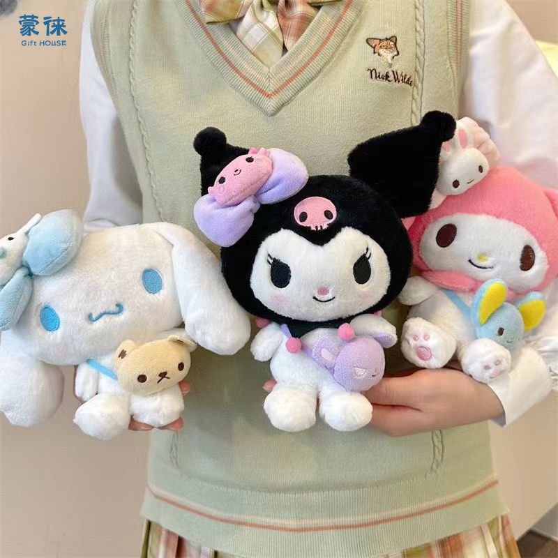 ตุ๊กตานุ่ม รูปการ์ตูนอนิเมะ Sanrio Kawali Kuromi My Melody Cinnamoroll 3 แบบ ของขวัญคริสต์มาส สําหรับเด็กผู้หญิง