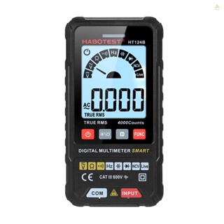 (swmfth)HABOTEST Ht124b มัลติมิเตอร์ดิจิทัลอัจฉริยะ นับ 4000 RMS พร้อมไฟแบ็คไลท์ หน้าจอ LCD 600V AC DC โวลต์มิเตอร์ ปากกาทดสอบไฟฟ้า ไฟฉาย LED Mul