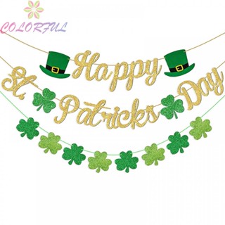 【COLORFUL】Banner 3 String Banners Decoration Irish Lucky Day Paper Reusable Brand New