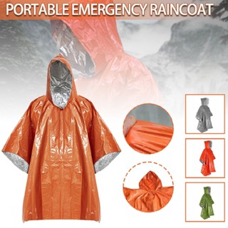 Raincoat Emergency Hooded Poncho Insulated PE Rain Coat Reusable Outdoor Hiking