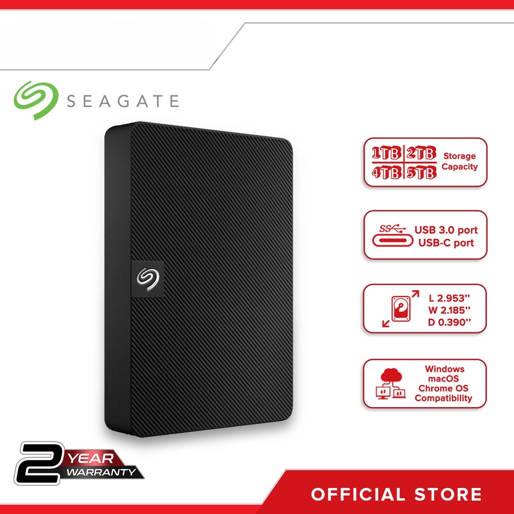 Seagate ไดรฟ์ขยายภายนอก HDD [1TB, 2TB, 4TB ]