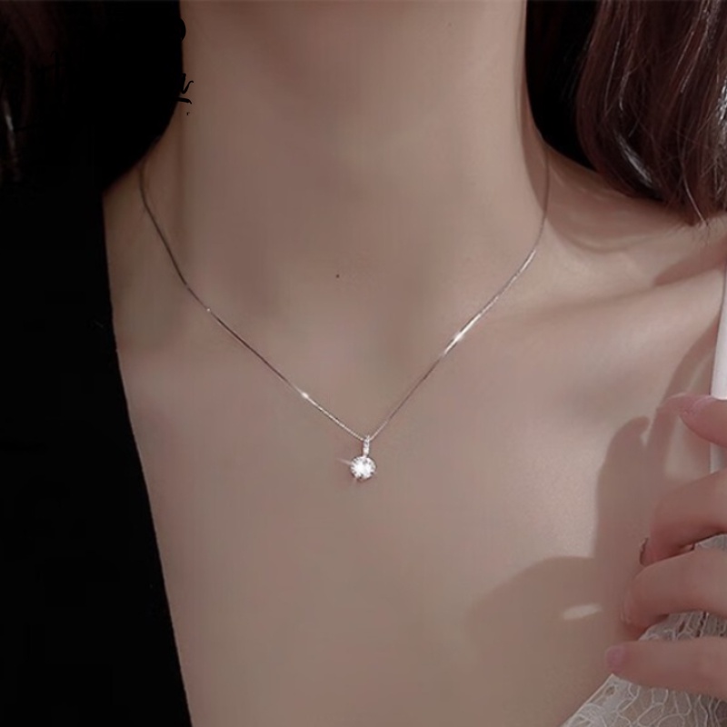 Roselife สร้อยคอเงิน 925 จี้คริสตัล เรียบง่าย หรูหรา เครื่องประดับ สําหรับผู้หญิง งานหมั้น ปาร์ตี้ ของขวัญ