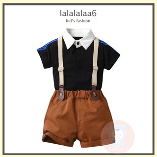 Laa6- เสื้อเชิ้ตแขนสั้น กางเกงขาสั้น สีพื้น สําหรับเด็กผู้ชาย