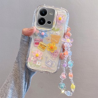 3D ถือลูกปัดเชือก การ์ตูน คดี For OPPO Reno8 Reno7 Reno6 Reno5 Pro Reno Realme8 5G F11 A9 เคสมือถือ Carrying hand rope beads Good Luck Lovely Day Smile Winnie The Pooh Duck Rabbit Kirby Soft TPU Case
