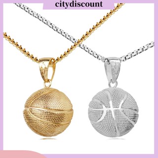 &lt;citydiscount&gt; สร้อยคอสเตนเลส จี้ทรงเรขาคณิต ทรงกลม กลวง ชุบไฟฟ้า เครื่องประดับ สําหรับผู้ชาย บาสเก็ตบอล