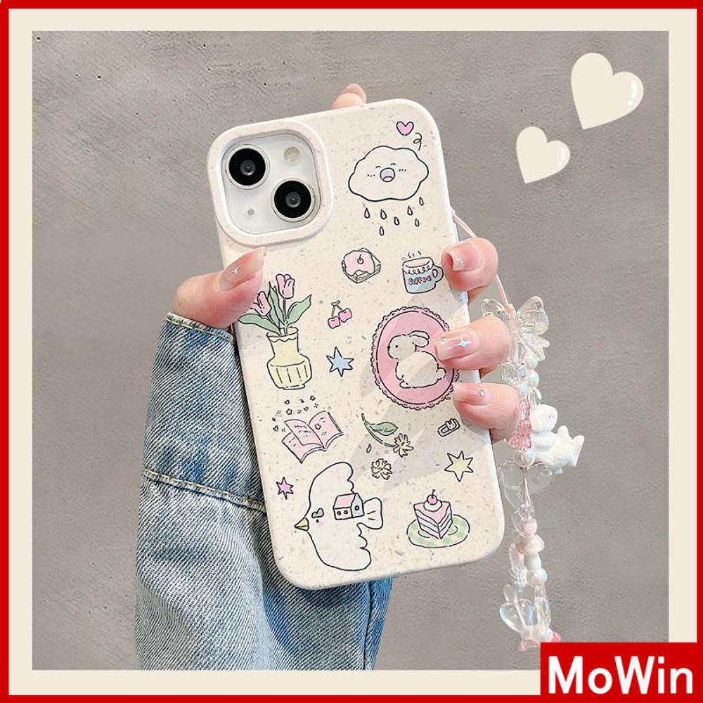 Mowin - เข้ากันได้สำหรับ 15 เคสไอโฟน11 เคส iphone 11 ย่อยสลายได้เป็นมิตรกับสิ่งแวดล้อมฟางข้าวสาลีเรียบสบายเคส TPU น่ารักกระต่ายดอกไม้เข้ากันได้กับ iPhone 13 Pro max 12 Pro Max 11 xr xs max 7 8