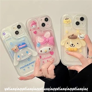 เคสโทรศัพท์มือถือแบบนิ่ม Tpu กันกระแทก ลายการ์ตูนสุนัข Cinnamoroll Laurel 3D พร้อมที่จับ สําหรับ IPhone 11 13 14 12 Pro MAX 7plus XR XS X MAX 8 7 Plus SE 2020