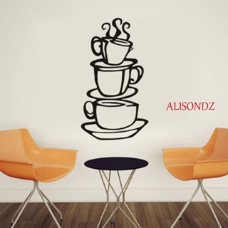 ALISONDZ สติกเกอร์ไวนิล ลายถ้วยชา คาเฟ่ DIY สําหรับตกแต่งผนัง ผับ ห้องครัว ห้องนอน