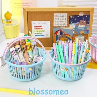 Blossomea ตะกร้าพลาสติก ลายการ์ตูนน่ารัก สีชมพู สําหรับใส่เครื่องสําอาง