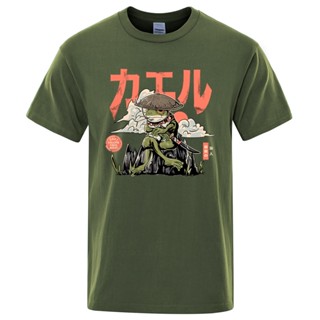 เสื้อยืดลําลอง แขนสั้น ระบายอากาศ พิมพ์ลายอนิเมะ The Last Frog Samurai สําหรับผู้ชาย