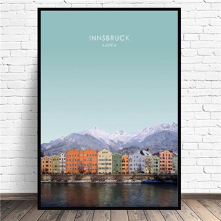 Innsbruck โปสเตอร์ภาพวาดผ้าใบ ลายออสเตรีย สําหรับตกแต่งผนังบ้าน 0416