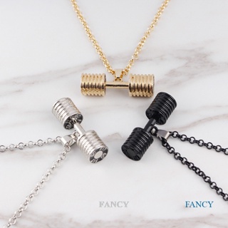 Fancy สร้อยคอโซ่ จี้ดัมเบล สีทอง สีดํา สร้างสรรค์ เครื่องประดับ สําหรับผู้ชาย แฟนหนุ่ม ฟิตเนส ของขวัญ