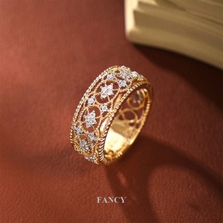 Fancy แหวน ประดับเพทาย ลูกไม้ กลวง หรูหรา เรโทร เครื่องประดับ สําหรับผู้หญิง งานเลี้ยง งานเลี้ยง