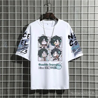 ★Genshin Impact★เสื้อยืดแขนสั้น คอกลม ทรงหลวม ลายฟาง &amp; Kazuha สําหรับนักเรียน