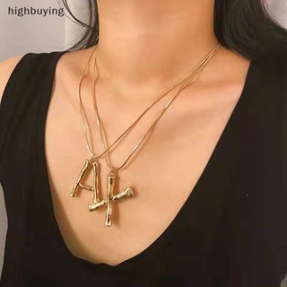 [highbuying] สร้อยคอโซ่โลหะ จี้ตัวอักษร ไม้ไผ่ 26 ตัว ขนาดใหญ่ เครื่องประดับแฟชั่น สําหรับผู้หญิง พร้อมส่ง