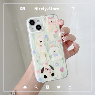 เคสโทรศัพท์มือถือ กันกระแทก พิมพ์ลายลูกสุนัขน่ารัก สําหรับ iPhone 14 13 12 Pro Max 11