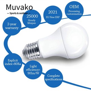 MUVAKO หลอดไฟ LED 6500K แสงสีขาว 3W-25W E27