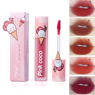 Pink Coco ลิปสติก ลิปกลอส เนื้อแมตต์กํามะหยี่ กันน้ํา ไม่จางหาย