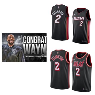 เสื้อกีฬาแขนสั้น ลายทีม NBA Miami Heat Jersey #2 เสื้อกีฬาบาสเก็ตบอล แขนกุด ลาย Wayne Ellington 117520