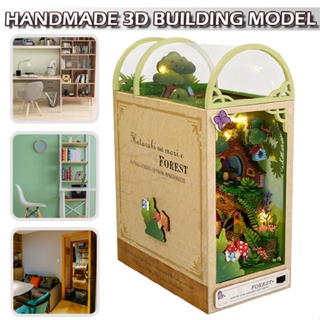 DIY 3d Wooden Puzzle Book Nook Shelf LED Insert Kit Miniature Fairy Tale Decor