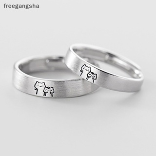 [FREG] New Fashion1Pair Kitten Couple Rings Cute Sliver Cat Open Rings For Women Men Adjustable Finger Ring Designer Jewelry Gift FDH