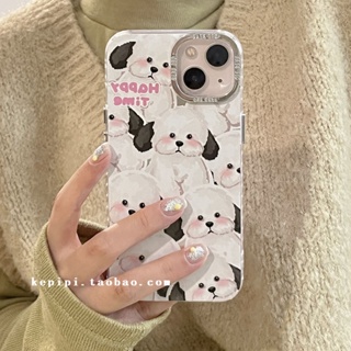 เคสโทรศัพท์มือถือ ชุบไฟฟ้า กันกระแทก ลายสุนัขน่ารัก สําหรับ Apple Iphone 14promax 13 12 11 14pro 13pro 14