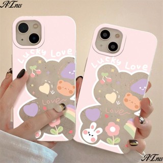 เคสโทรศัพท์มือถือ แบบนิ่ม กันกระแทก ลายดอกไม้ และหมีน้อย สําหรับ Apple Iphone 14pro 12 13 11 7 8plumax I4J0