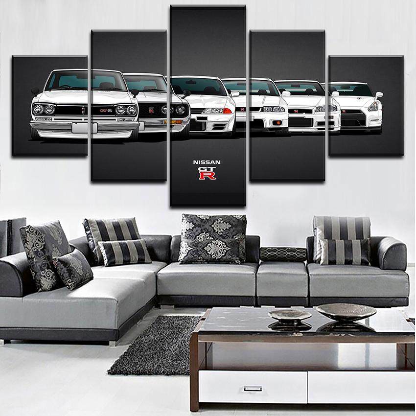 ภาพโปสเตอร์ 5 แผง GTR สไตล์โมเดิร์น สําหรับตกแต่งบ้าน ห้องนอน