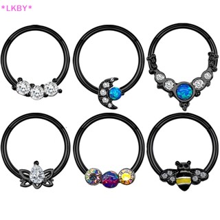 Luckybabys&gt; 1 ชิ้น สเตนเลส จมูก แหวน CZ คริสตัล จมูก Septum s Clicker ทุกเพศ เครื่องประดับหู เกลียว ใหม่