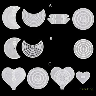 Treeling แม่พิมพ์ซิลิโคน รูปดวงจันทร์ หัวใจ แฮนด์เมด สําหรับแขวนจี้ ปฏิทิน 1 ชุด