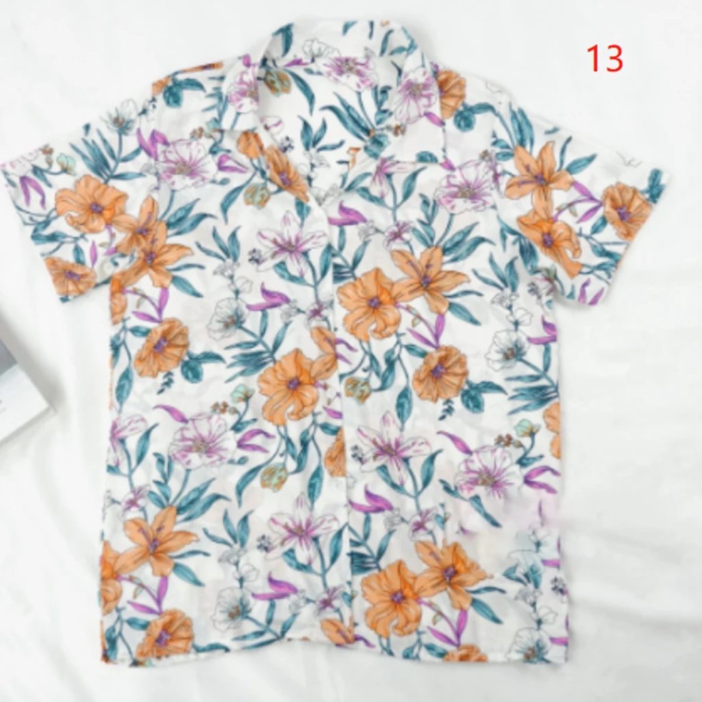 เสื้อเชิ้ตคอปกลายดอกไม้ แขนสั้น สไตล์ฮ่องกง thumbnail 7